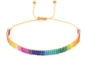 Agriajun Handmade Boho Seed Bead Friendship Strand Bracelets for Women Charm Adjustable Couples String Rope Braided Bohemia Multicolor Beaded Bracelet Fashion Jewelry Gift