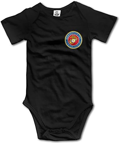 YONLY Baby Boys USMC Marine Corps Logo Short Sleeve Bodysuits 24 Months Black