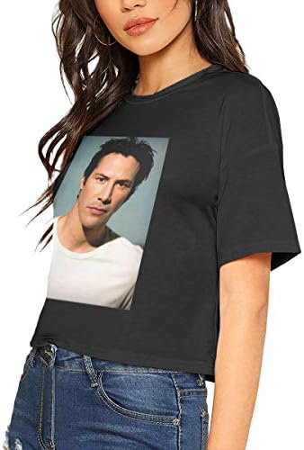 Keanu Reeves Sexy Exposed Navel Female T-Shirt Bare Midriff Crop Top T Shirts