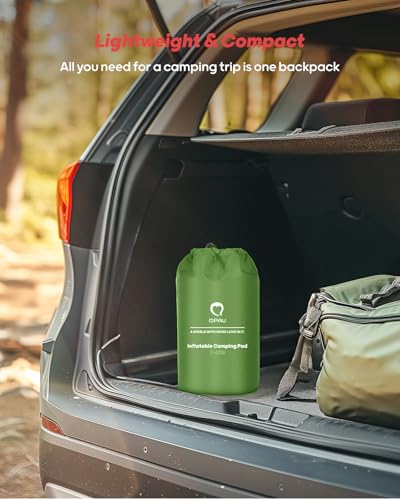 QPAU Camping Sleeping Pad, 2 Person Camping Mat, Enhanced Support for Healthy, with Built-in Foot Pump, 4.7 Inch Durable Sleeping Mattress for Camping, Hiking and Home (Pine Green)