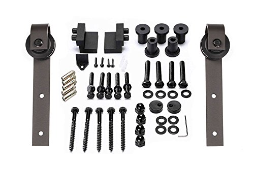 TCBunny 6.6 Feet Sliding Barn Door Hardware Set Superior Quality Track Kit Antique Style (Black)