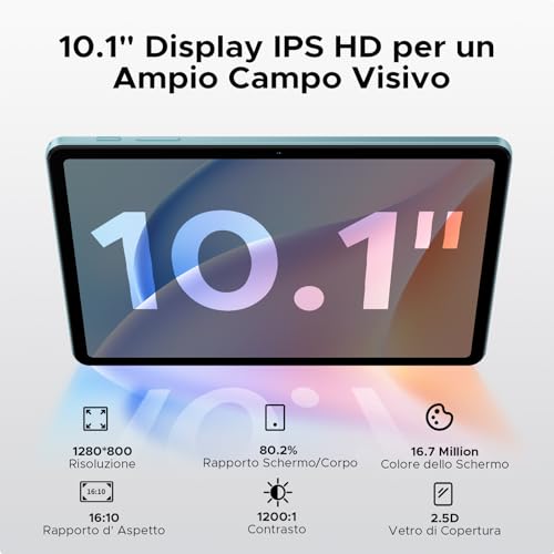 Tab A9 Android 16 Tablet 10 Inches, 20 GB RAM + 64 GB ROM (TF 2TB), Gemini AI, 6580 mAh, Unisoc T310, 1280 x 800 IPS, WiFi 5, Dual Speaker, 8MP+5MP, Bluetooth 5.0/Face ID/3.5 mm Jack, Blue