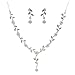 FHMZ Bridal Wedding Prom Fashion Jewelry Set Crystal Pearl Beautiful Flowers Vine Necklace Silver