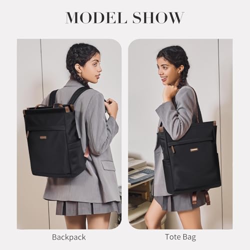GOLF SUPAGS Convertible Laptop Bag, Laptop Backpack for Women, 15.6 Inch Laptop Casual Travel Bag for School, Travel, Work (Black)