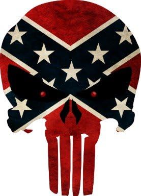 Grunge Style Rebel Punisher Skull Reflective Decal (6"x4")
