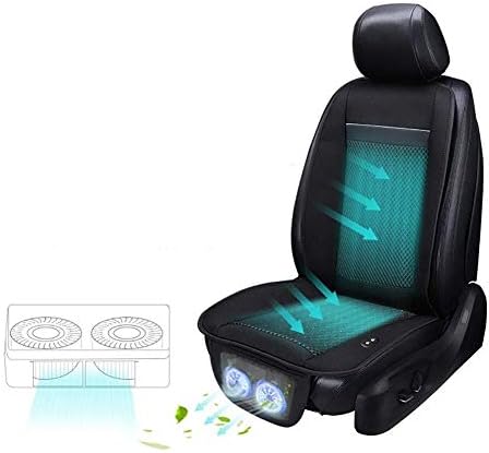 Lykaci Cooling Car Seat Cushion Comfort/Sweat Absorption Summer Silk Pillow Air Conditioner Quick Cooling Adjustable Temperature 12V / 24V (Color : Black)