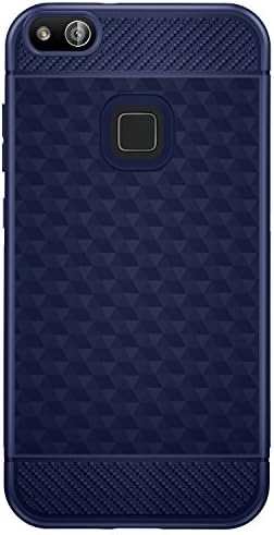 Huawei P10 Lite Case,Yocco Soft Silicon Luxury Brushed Case with Texture Carbon Fiber Design Protection Cover for Huawei P10 Lite Smartphone (Dark Blue)