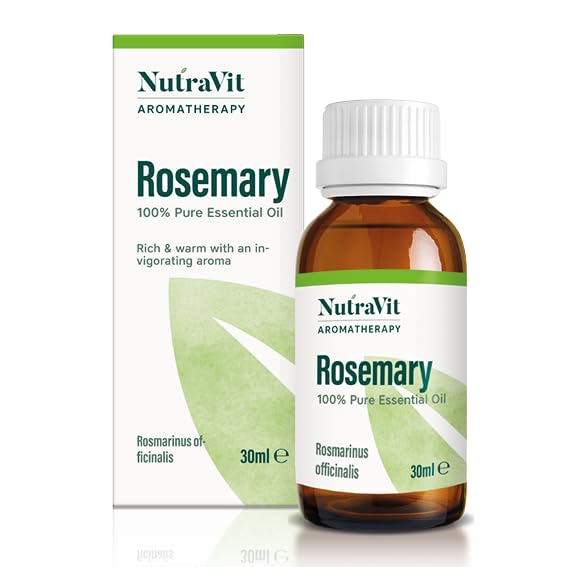 NutraVit - Spanish Rosemary Oil | 100% Pure Rosemary Essential Oil - 30ml - Therapeutic Grade Aromatherapy Oil - Diffusers, Humidifiers, Hair Growth, Oily Skin & Massages