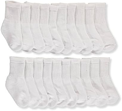Little Perfections Baby Boys' 10-Pack Crew Socks - white, 6 - 12 months