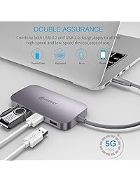 USB C Hub, Gright 9 en 1 tipo C Hub con puerto Ethernet, 4K USB C a HDMI, 2 USB3.0,1 USB2.0, lector de tarjetas SD TF, Audio Mic, USB-C Pd 3.0, para MacBook Pro Air(2018) y tipo C Windows Laptops Phone