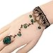 YAZILIND Jewelry Noble Lolita Green Rose Branch Shape Metal Black Lace Slave Bracelets with Ring Wedding Party for Women