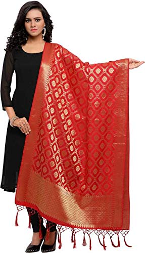 VAIVIDHYAM Womens Silk Dupatta (4_Red_one Size)