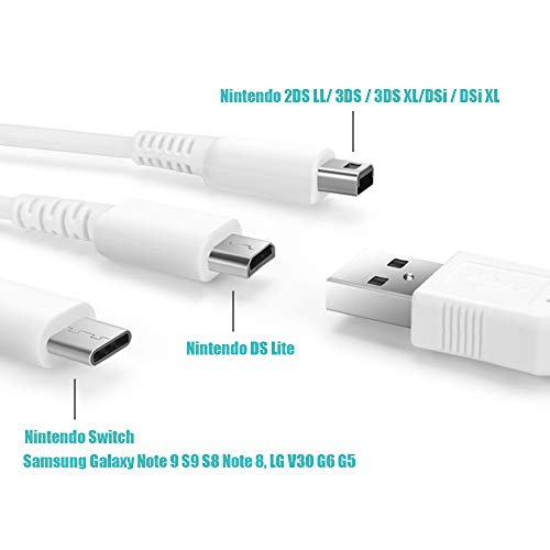 Multi Charger Cable 6ft MXRS 3 in 1 Multiple USB Charging Cord Suitable for Nintendo Switch/Nintendo New 2DS XL/ 3DS XL/ 2DS/ 3DS/ DSi/DSi XLL/Nintendo Ds Lite(Charging Only)