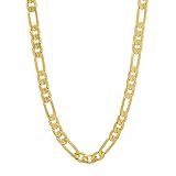 4mm 14k Gold Plated Flat Figaro Link Chain + Microfiber Jewelry Polishing Cloth