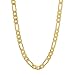 The Bling Factory 4mm 14k Yellow Gold Plated Flat Figaro Chain Necklace, 22 inches