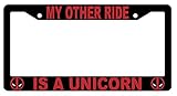 My Other Ride Is A Unicorn High Quality Black Plastic License Plate Frame Deadpool