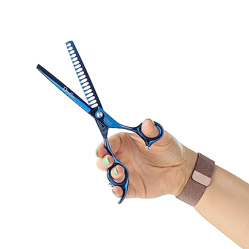 Mikki Doodle, Dog, Puppy Chunker Finishing Scissors Shears, Sharp & Durable Semi-Convex Blade, Blunted Safety Tips, Adjustable Tension Screw for Control and Precision, 17.8cm (7”)