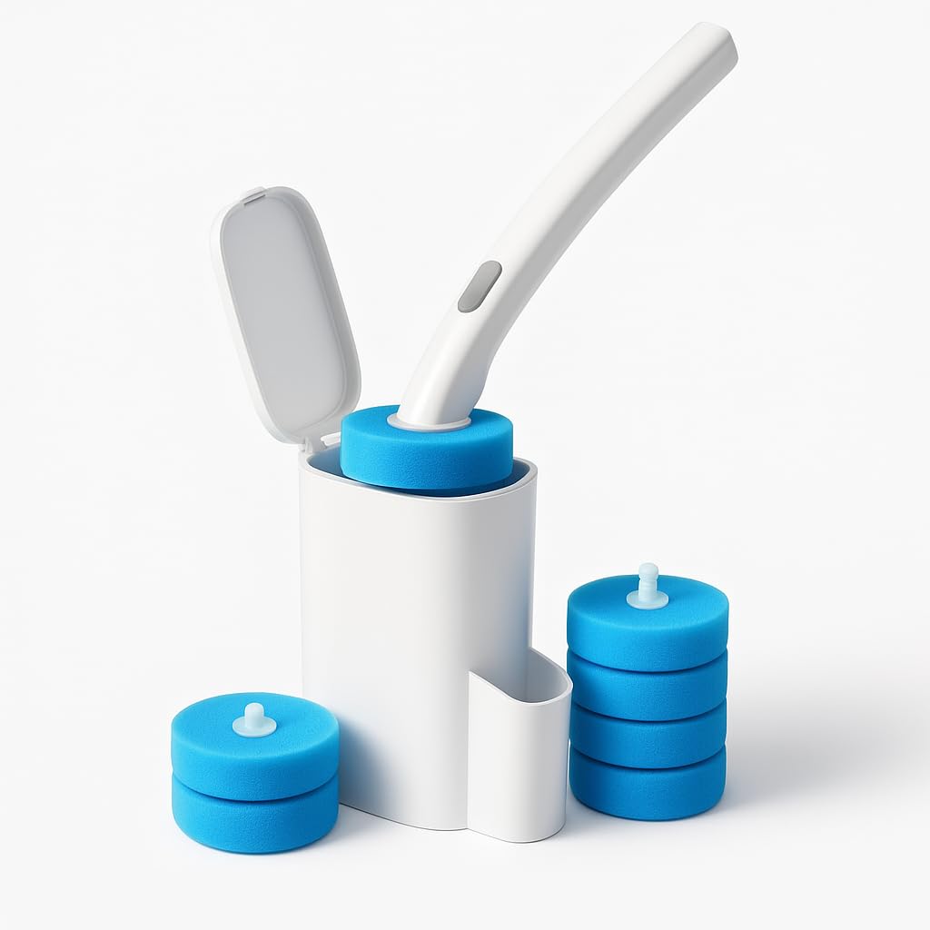 Complete Toilet Brush Kit with Disposable Heads - Effortless Cleaning - Hygienic & Convenient - Includes Storage Caddy - Versatile Bathroom Cleaner Tool
