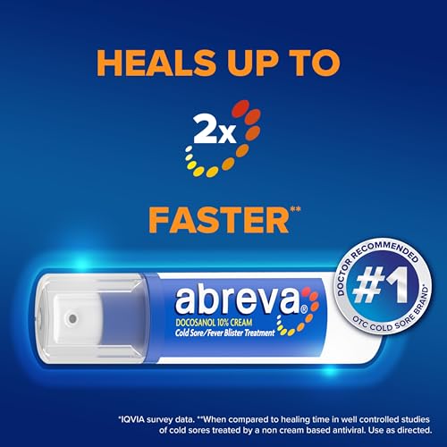ABREVA 10 PERCENT DOCOSANOL COLD SORE TREATMENT, TREATS YOUR FEVER BLISTER IN 2.5 DAYS – 0.07 OZ PUMP