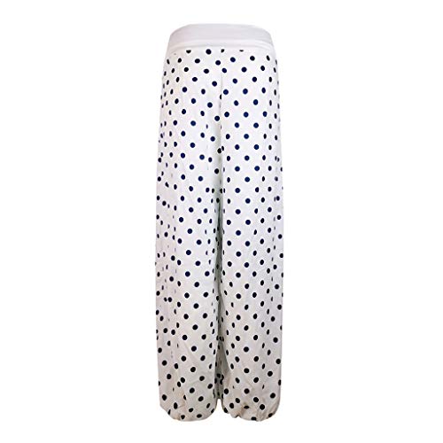 Botrong Women Printed Loose Leg Pants Women's Casual Pants (White,S) - Thumbnail 3