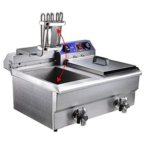 WeChef Commercial Dual Tanks Electric Deep Fryer with Basket Timers Drains Reset Button French Fry Restaurant 23.4L