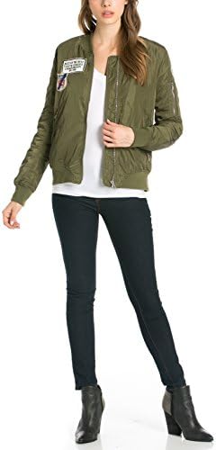 Women's Olive Patch Bomber Jacket Medium