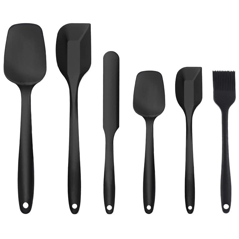 6 Pack Silicone Spatula Set, OOD Grade Rubber Spatula One Piece Seamless Design, Upgrade Strong Handle with Ergonomic Grip,Heat Resistant Up to 480°F for Nonstick Cookware, Cooking