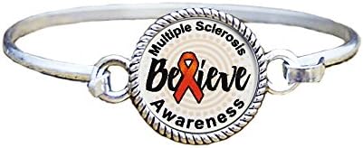 Multiple Sclerosis Awareness Believe Silver Bangle Bracelet Jewelry Gift