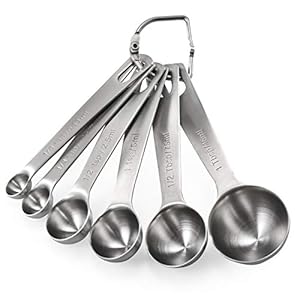 U-Taste 18/8 Stainless Steel Measuring Spoons Set of 6, (1/8 TSP, 1/4 TSP, 1/2 TSP, 1 TSP, 1/2 tbsp & 1 tbsp) for Dry…