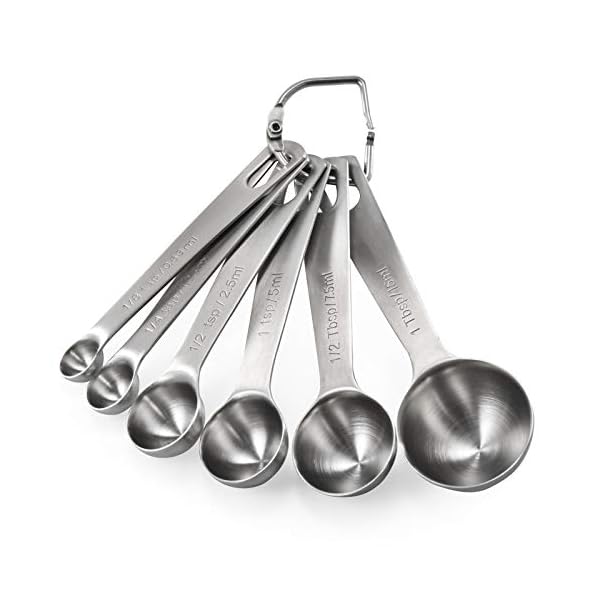 U-Taste 18/8 Stainless Steel Measuring Spoons Set of 6, (1/8 TSP, 1/4 TSP, 1/2 TSP, 1 TSP, 1/2 tbsp & 1 tbsp) for Dry…