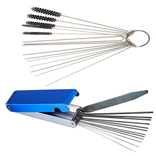 Carburetors Carbon Dirt Jet Remove Cleaner Tool Kit, 13 Cleaning Wires Set + 10 Cleaning Needles + 5 Nylon Brushes Tool Kit for Motorcycle ATV Moped Welder Carb.