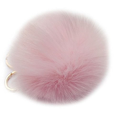 Fclub Faux Fox Fur Pom Pom Keychain Bag Purse Charm Gold Ring Fluffy Fur Ball