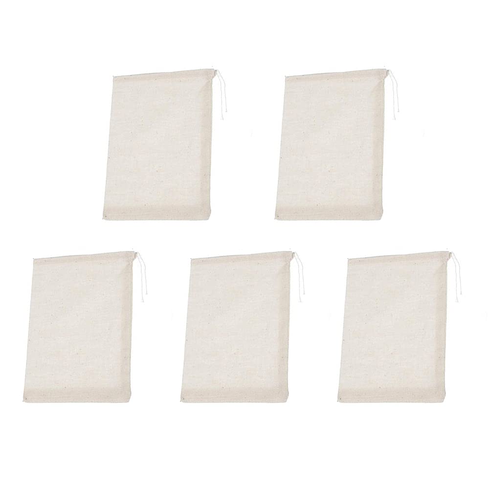 WYAN 5 Nut Milk Bag, Muslin Cloths, Washable and Reusable Nut Milk Bag, Suitable for Nut Milks, Tea Bags, Juice, Wine, Yogurt, Cheese, Cold Brew Coffee and Tea (12 X 14 Inches)