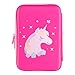 Gooji Unicorn Pencil Case for Girls (Hard Top) Magical 3D Creature, Bright Colored Storage Box | Compact and Portable Home, Classroom, School, Art Use | for kids age 3 and up (Pink)