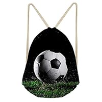 INSTANTARTS Soccer Ball Tote Boy Sport Bag Kid Drawstring Backpack String Gymsack Sack Pack