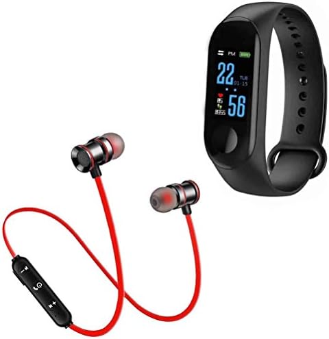 Markbiz M3 Smart Fitness Band Activity Tracker & Heart Rate Sensor with t6 Bluetooth Headset & Mic Sweatproof Sports Running Headset Support for All Smartphones (Assorted Colour)