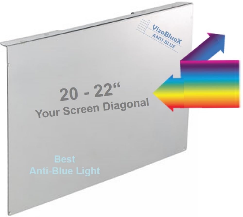 VizoBlueX 21-22 inch Anti-Blue Light Filter Screen Protector Panel (50 X 31 cm), Blocks Blue Light 380 to 495 nm, Fits LCD, TV and PC, Mac Monitors