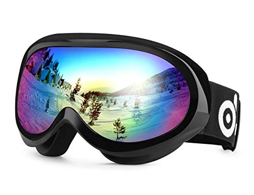Odoland Ski Goggles for Youth Age 8-16 - UV400 Protection and Anti-Fog - Double Grey Spherical Lens for Sunny and Cloudy Days (Black) Odoland Ski Goggles for Youth Age 8-16 - UV400 Protection and Anti-Fog - Double Grey Spherical Lens for Sunny and Cloudy Days (Black)