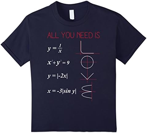 Kids All You Need Is Love Math Formula Equations Graphs Tee Shirt 10 Navy