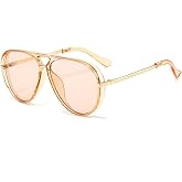 ISIUINN Retro Oversized Aviator Sunglasses for Women Men Trendy 70s Vintage Metal Designer Aviators Sun Glasses