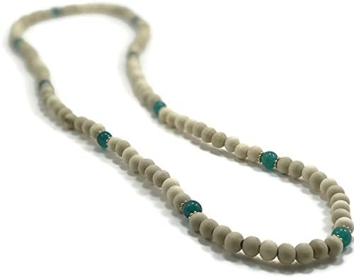 Bohemian Wood Bead Necklace by WestMarketDesign | Wooden Beaded Necklace, Mala Sea Blue Necklace, Necklaces For Women Men, Earthy Bead Design | Boho Earthy Chic Jewelry Gifts For Less