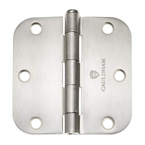 Cauldham (12 Pack) Heavy-Duty 3-1/2" Interior Door Hinges with 5/8" Radius Corners - Satin Nickel