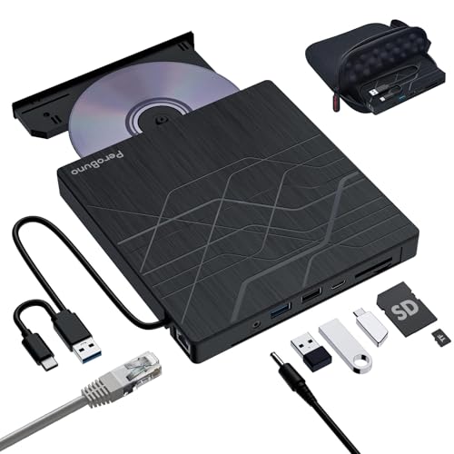 Super Externes DVD Laufwerk, USB 3.0 CD Brenner mit Ethernet Adapter