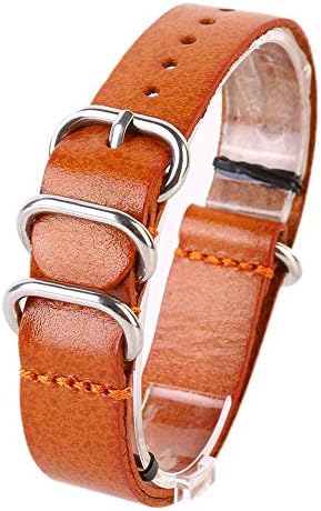 Prettyui NATO Strap Vintage Handmade Genuine Leather Watch Band 18mm 20mm 22mm Zulu Watch Strap for Men and Women