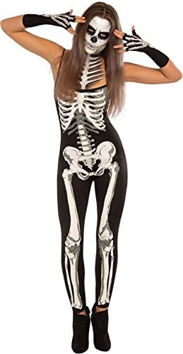LOBiI78lu Women's X-rayed Halloween Off-shoulder Skeleton Dress Costume Black-1 (US 12-14)L