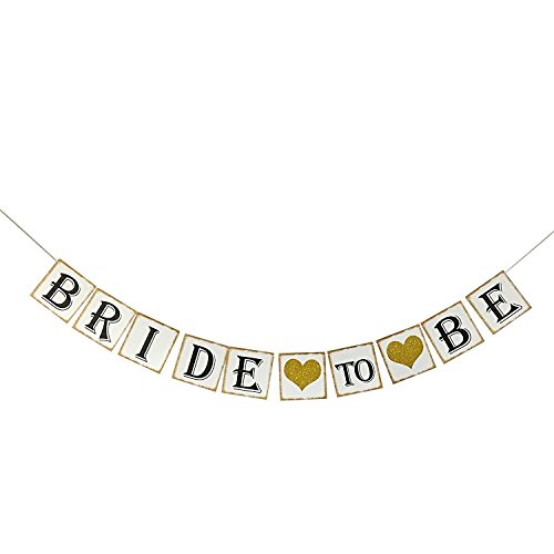 Bride to be banner with gold glitter heart - bacheloret…