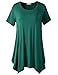 LARACE Short Sleeve Shirts for Womens Plus Size Tops Casual Summer Clothes Asymmetrical Tunic Blouses(Deep Green 3X)