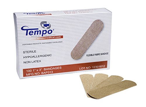 vendas de tela sin látex tempo - 1 x 3 pulgadas - caja de 100