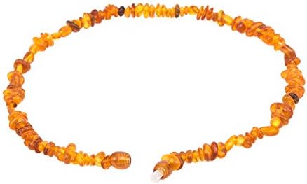 Baltic Amber Teething Necklace For Babies (Unisex)- Drooling Problem &amp; Pain Reduce Properties. Nature Made - Highest Quality. (dark color)