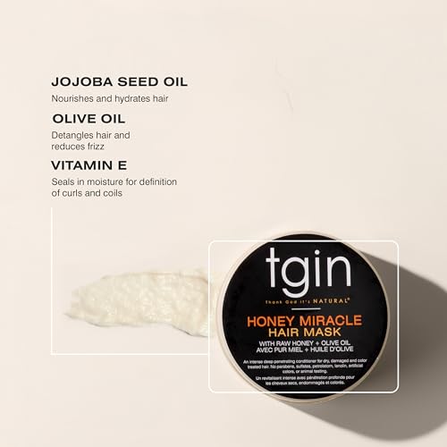 Thank God It's Natural Honey Miracle Hair Mask, With Raw Honey & Olive Oil, For All Hair Types, Repairs Damage, Reduces Breakage & Restores Moisture 240 g (Pack of 1)